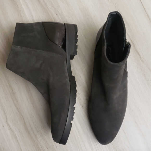 Paul Green Shoes - Paul Green Charcoal Suede Pointed Toe Booties